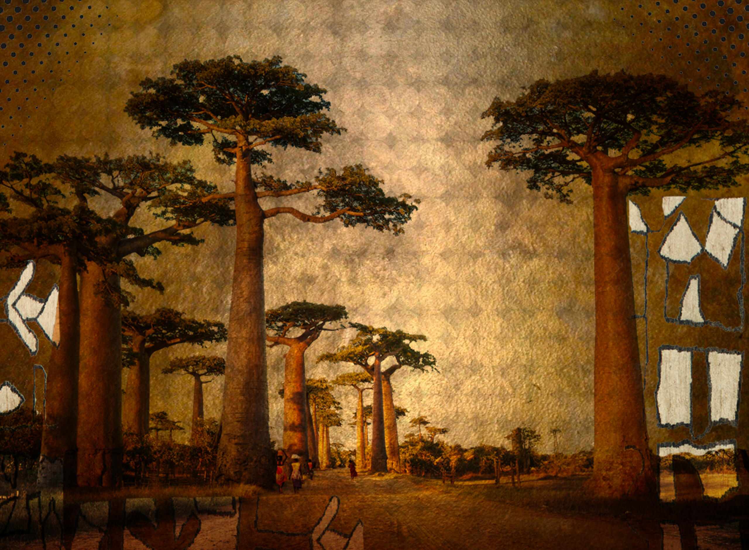 Bianca Turner, Witnesses, ApertoArts — Panel VIII, Tempos Ancestrais, 2019, digital collage on Alu-Dibond